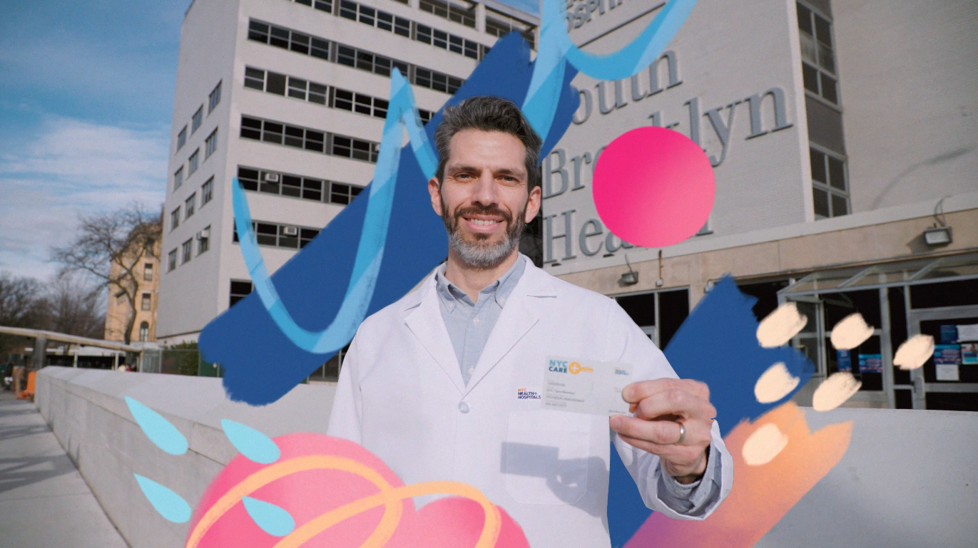 A still image from "The Card" PSA - produced for NYC Health + Hospitals by Show the Good